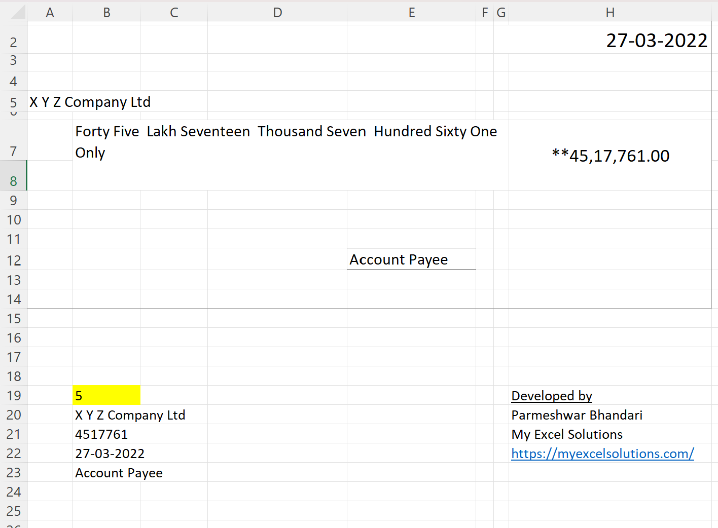 Effortless Cheque Printing in Excel